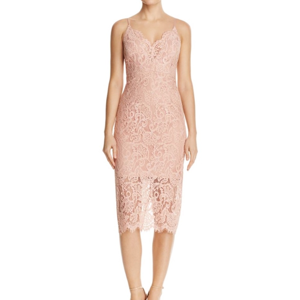 Blush tone dress perfect for wedding guest